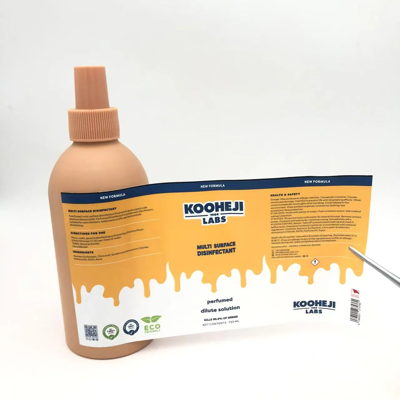 Desinfecterende flesverpakkingsetiketten